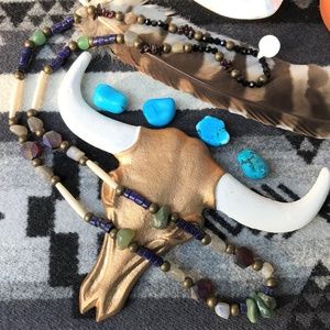 Native Made Labradorite & Lapis Boho Necklace